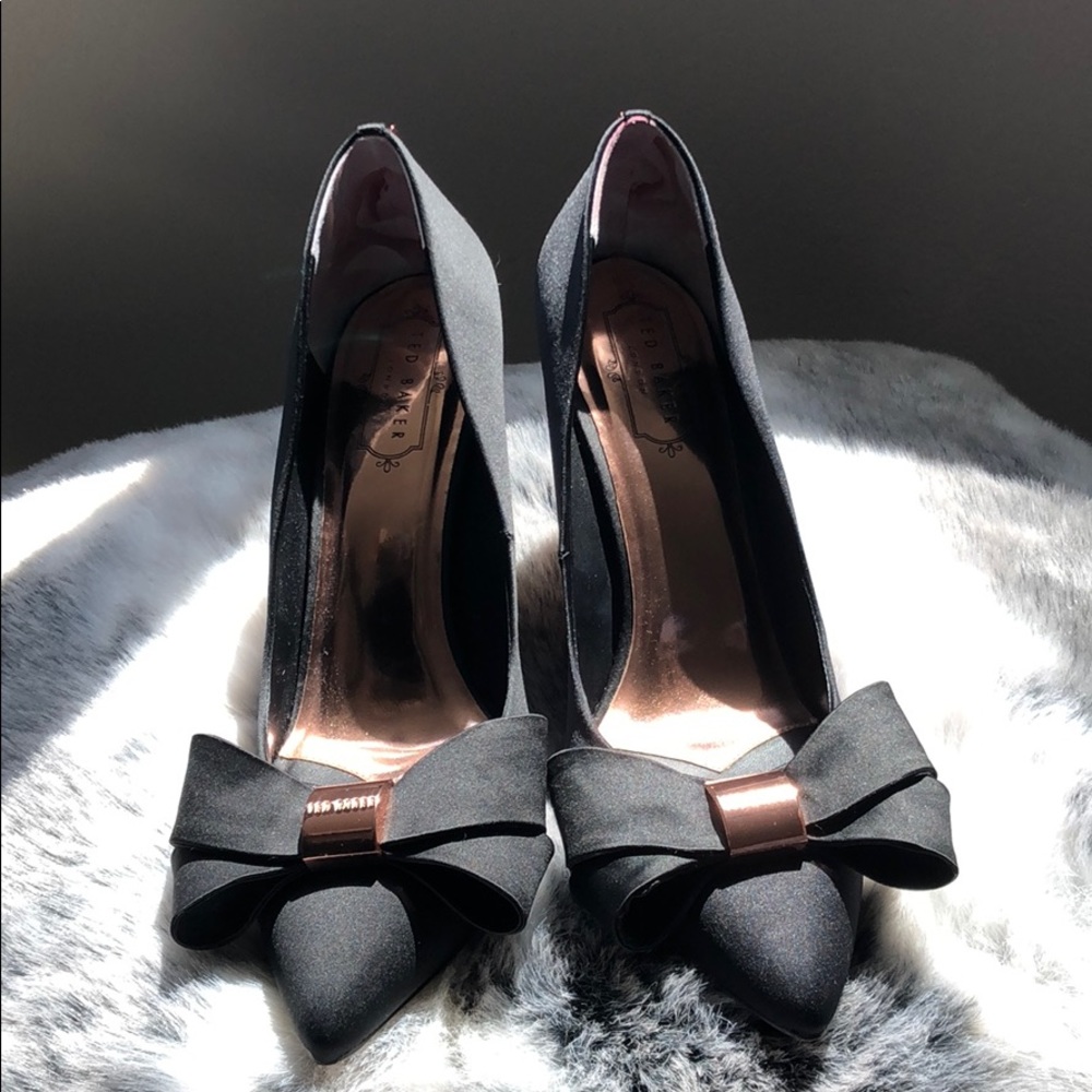 Ted Baker Black Bow with Rose Gold Detail Heels